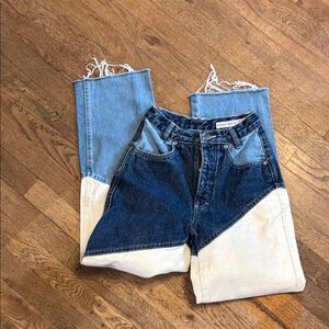 Quarter Horse Color Block Jeans in Blue & White Sz 1 (As Is)
